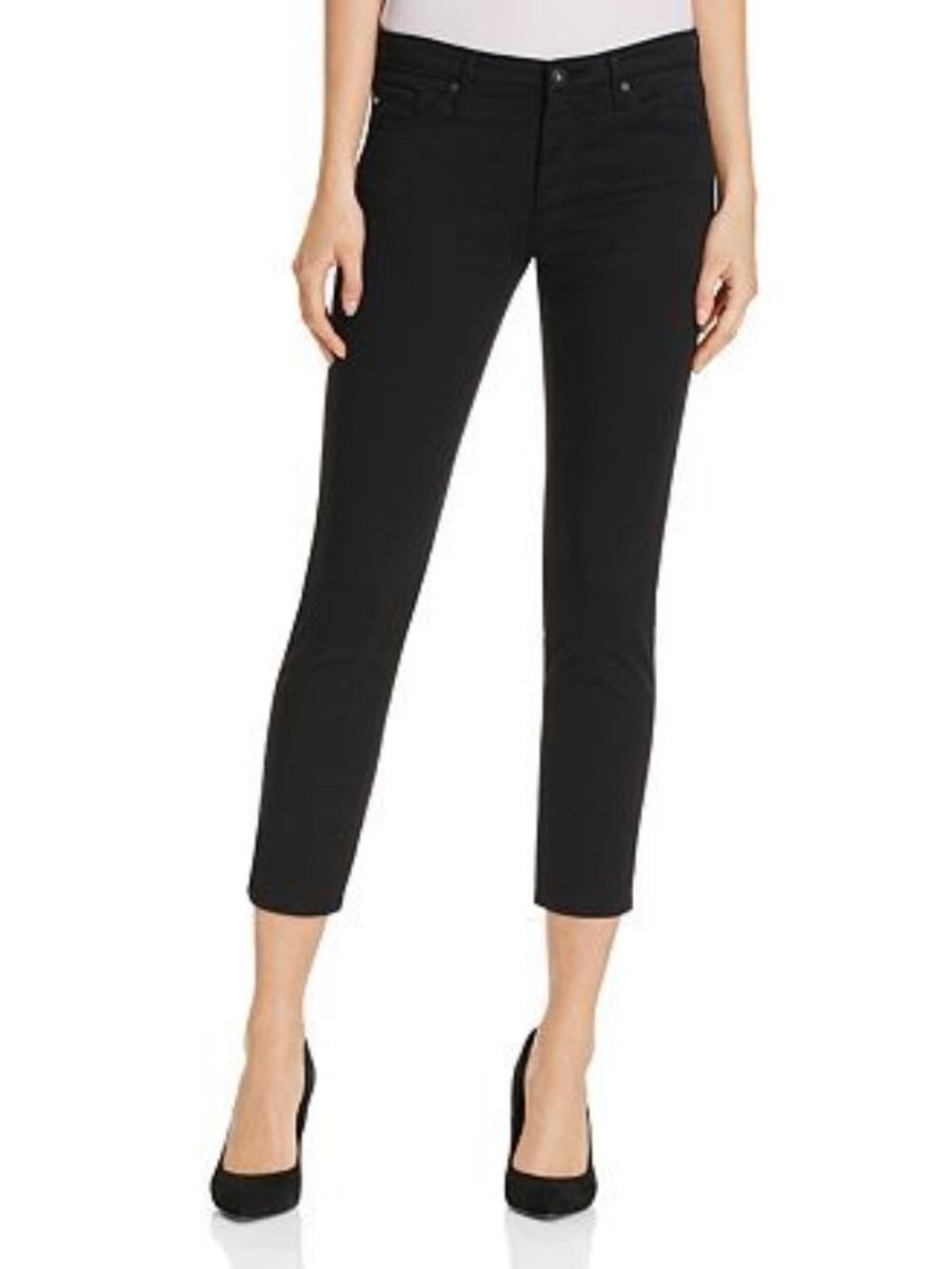 Ag Prima Mid Rise Crop Cigarette Jeans Super Black Sz 27